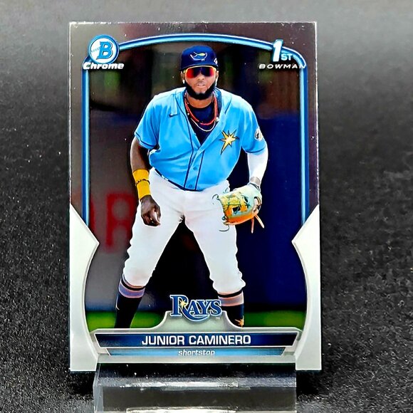 Four Junior Caminero RC and Insert Cards Tampa Bay Rays - Picture 6 of 9